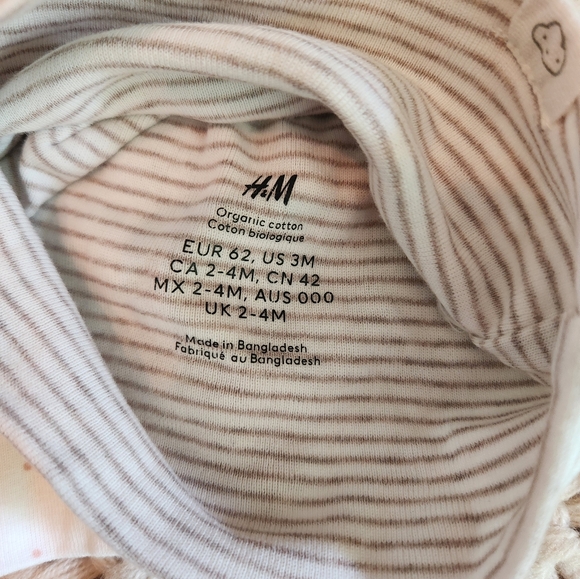 Bundle of 3 H&M Cotton Hats - 3 Month - Pink/White with Pink Dots/Beige Stripe - Picture 2 of 2